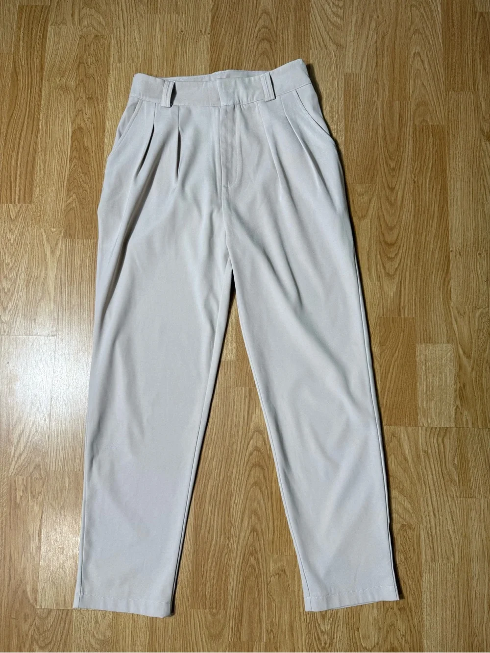 Sleeveless Pocket Shirt & Tailored Pants Set - Light Beige - Size S